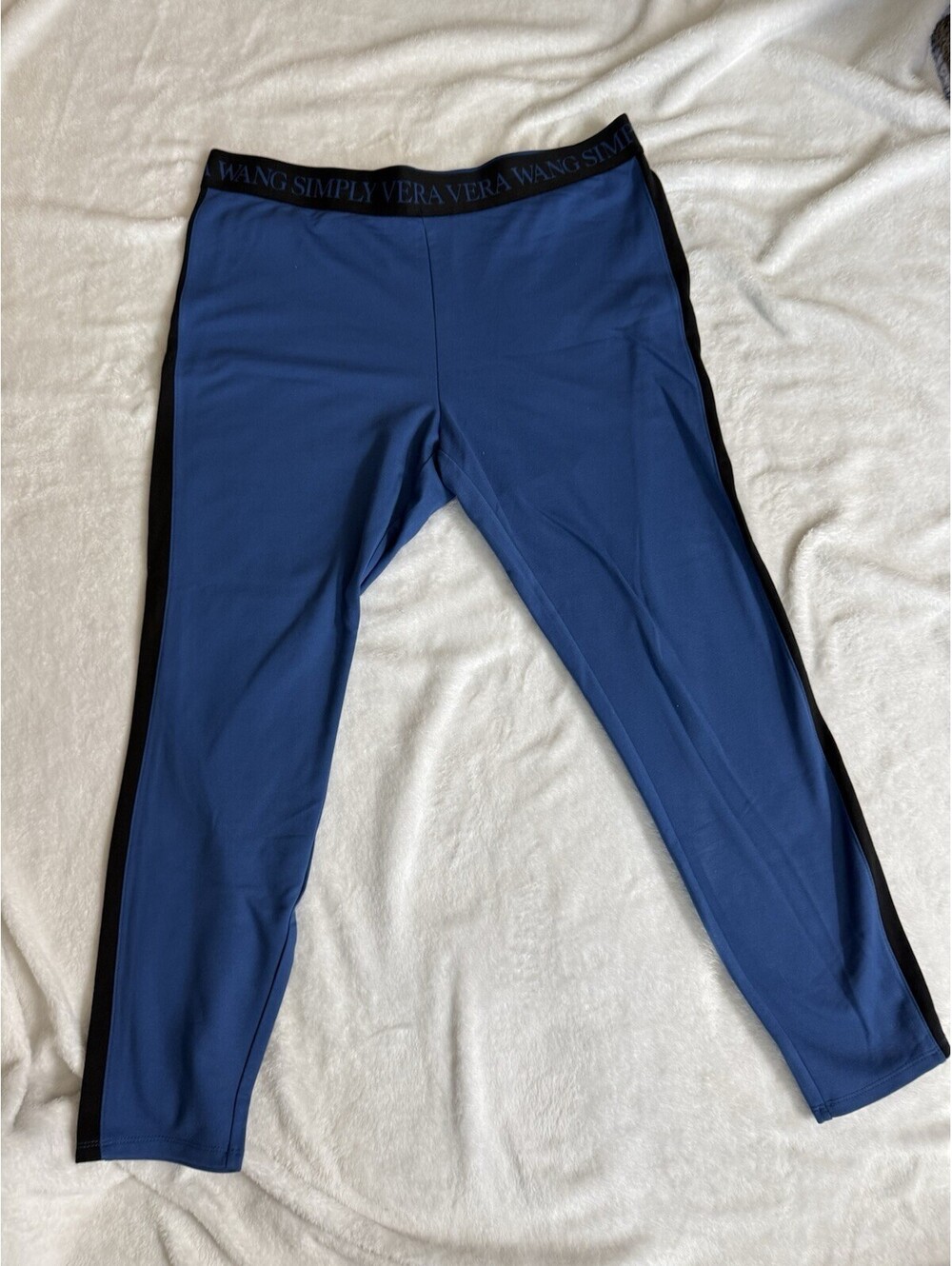 Simply Vera Vera Wang Blue/Black Colorblock Ankle Leggings Women's XL